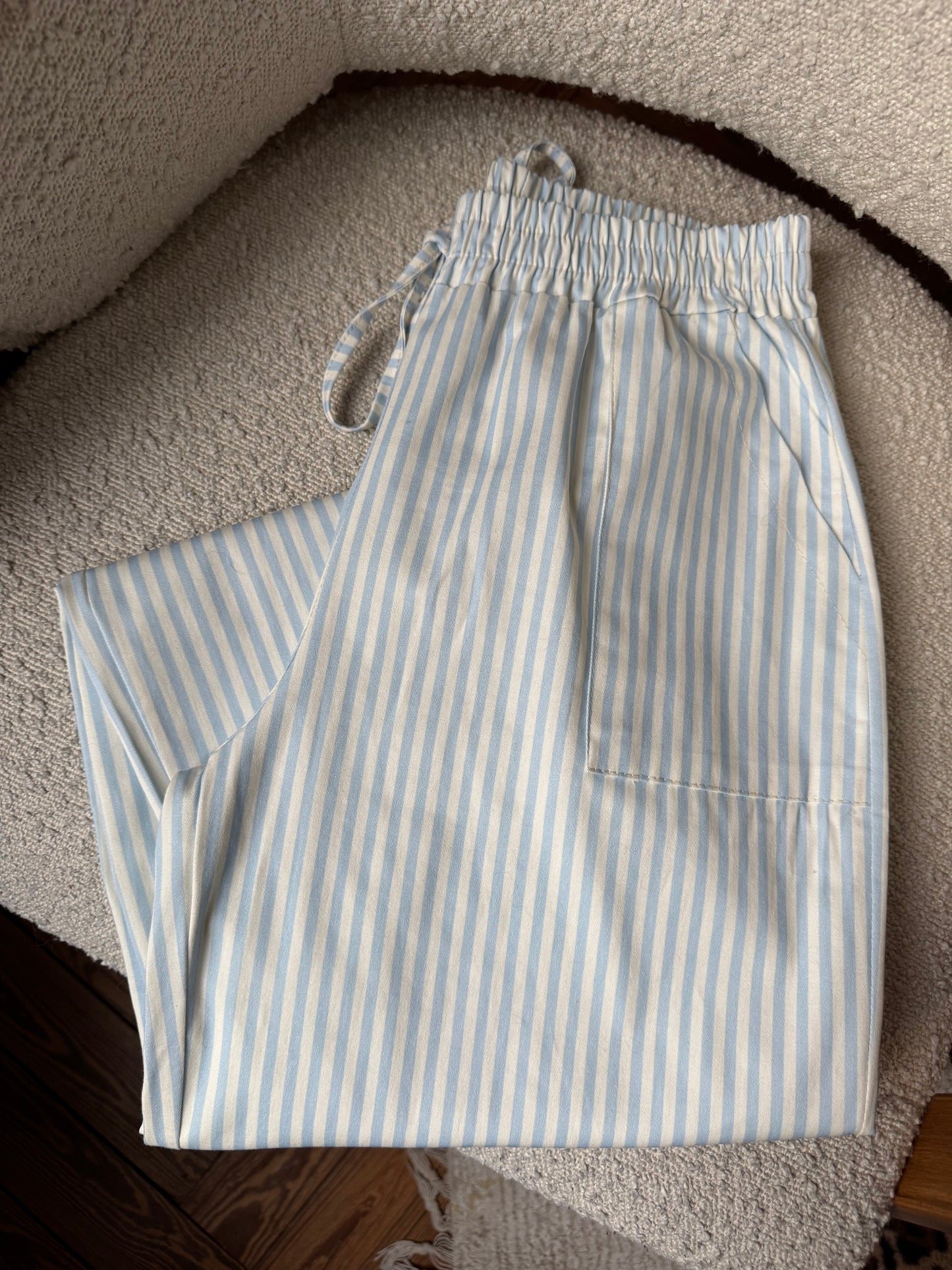 Pantalon SACHA rayé bleu