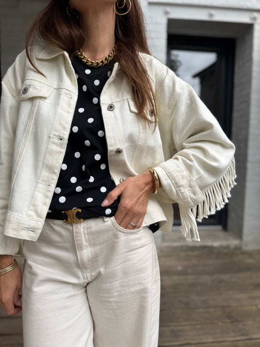 Veste LUCKY écru à franges
