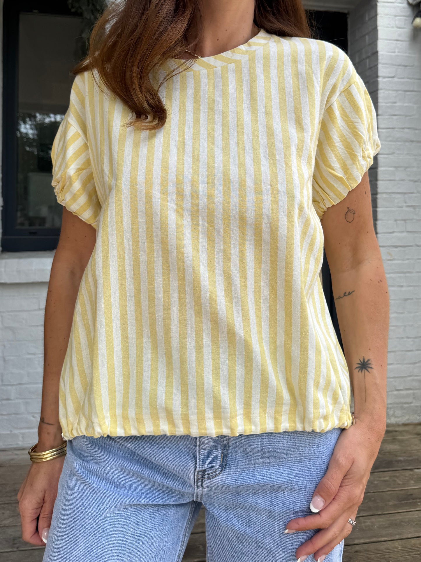 Top AMORE jaune/écru