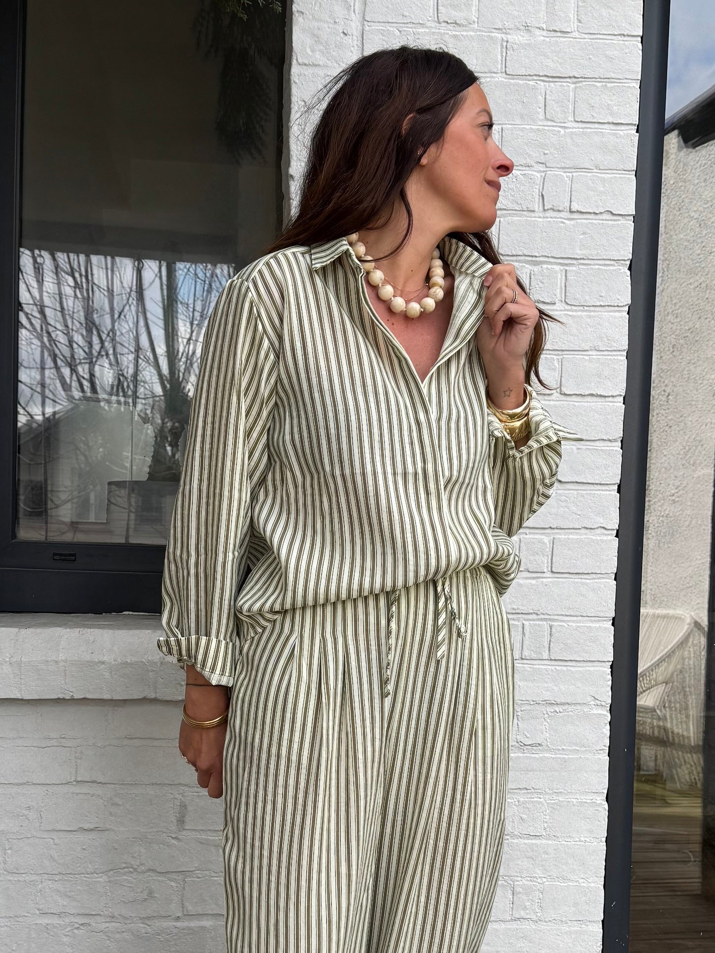 Chemise PAULINE rayé kaki