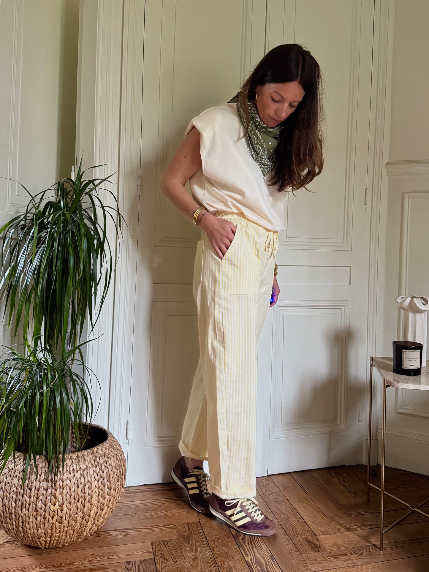 Pantalon SACHA rayé jaune