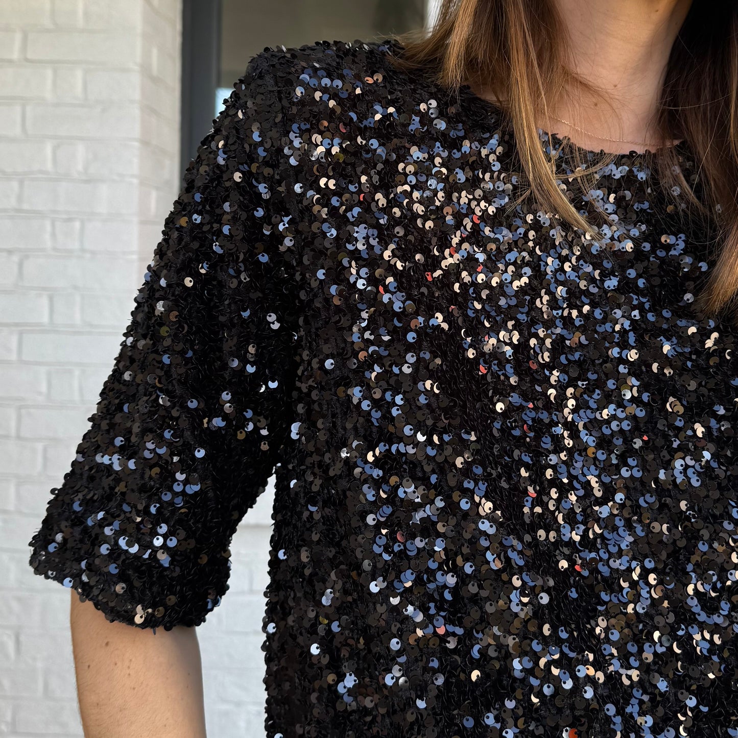 Top SHINNY sequins noir