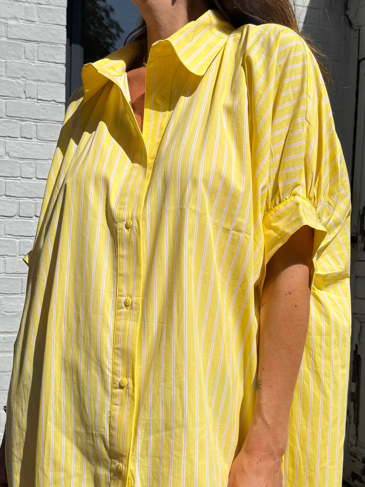 Robe CALA rayée jaune/rose