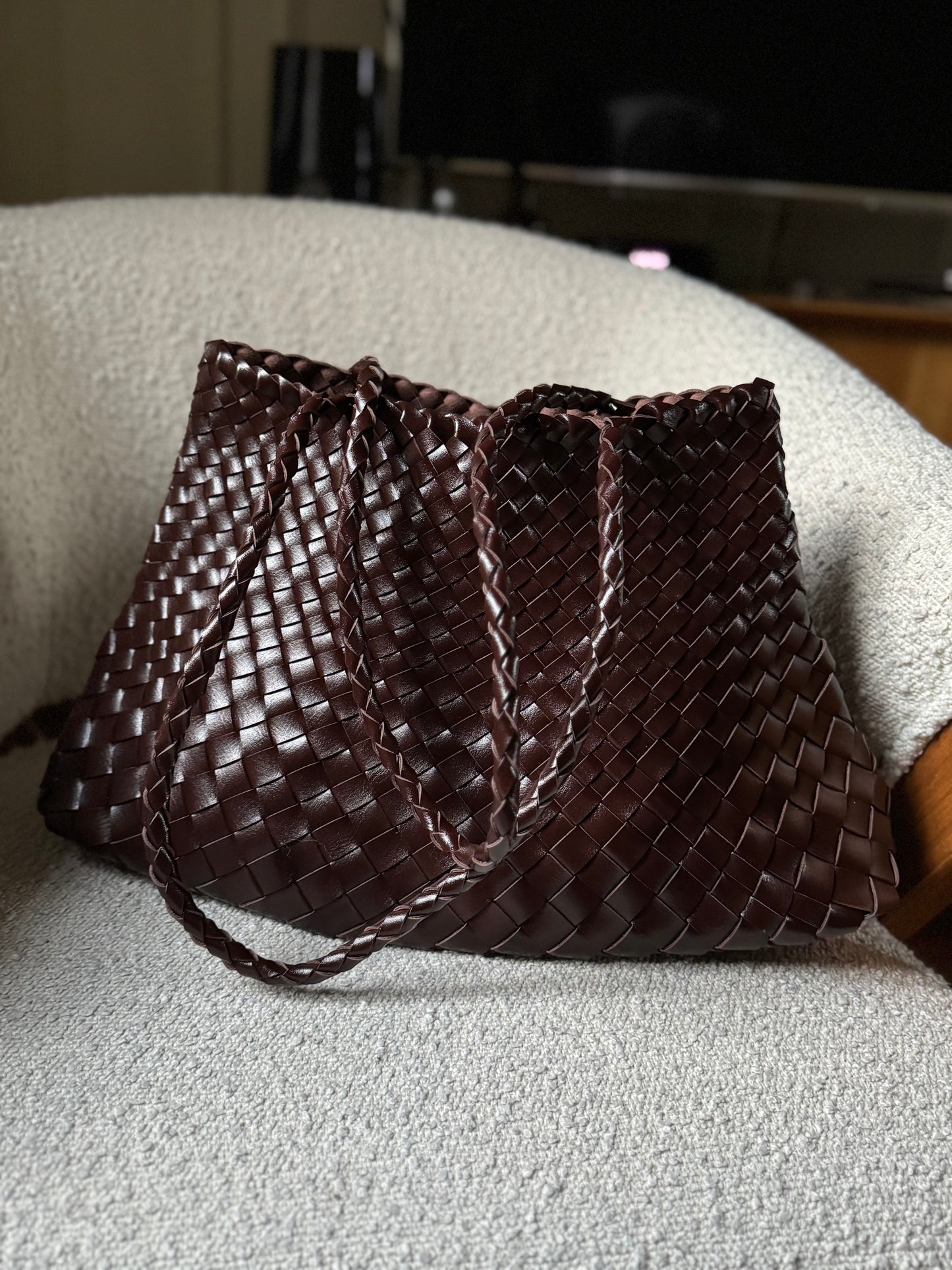 Sac BOBBY grand modèle tressé choco