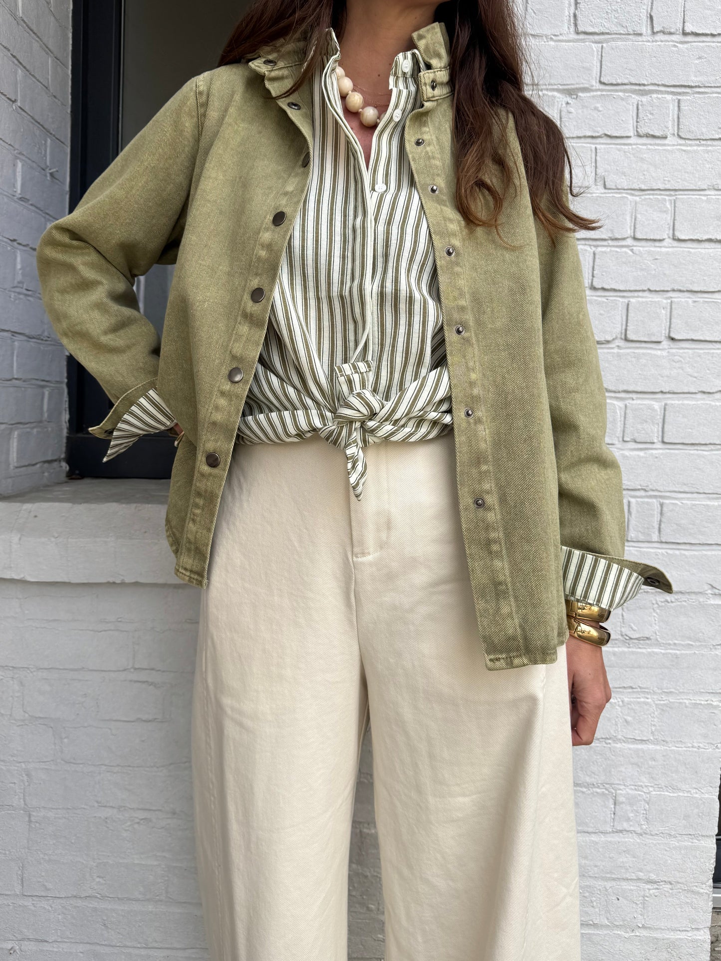 Chemise PAULINE rayé kaki