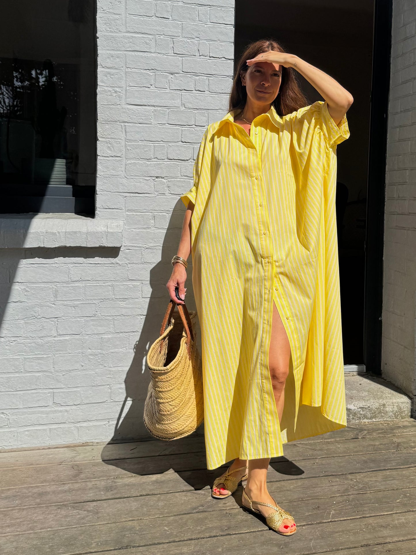 Robe CALA rayée jaune/rose