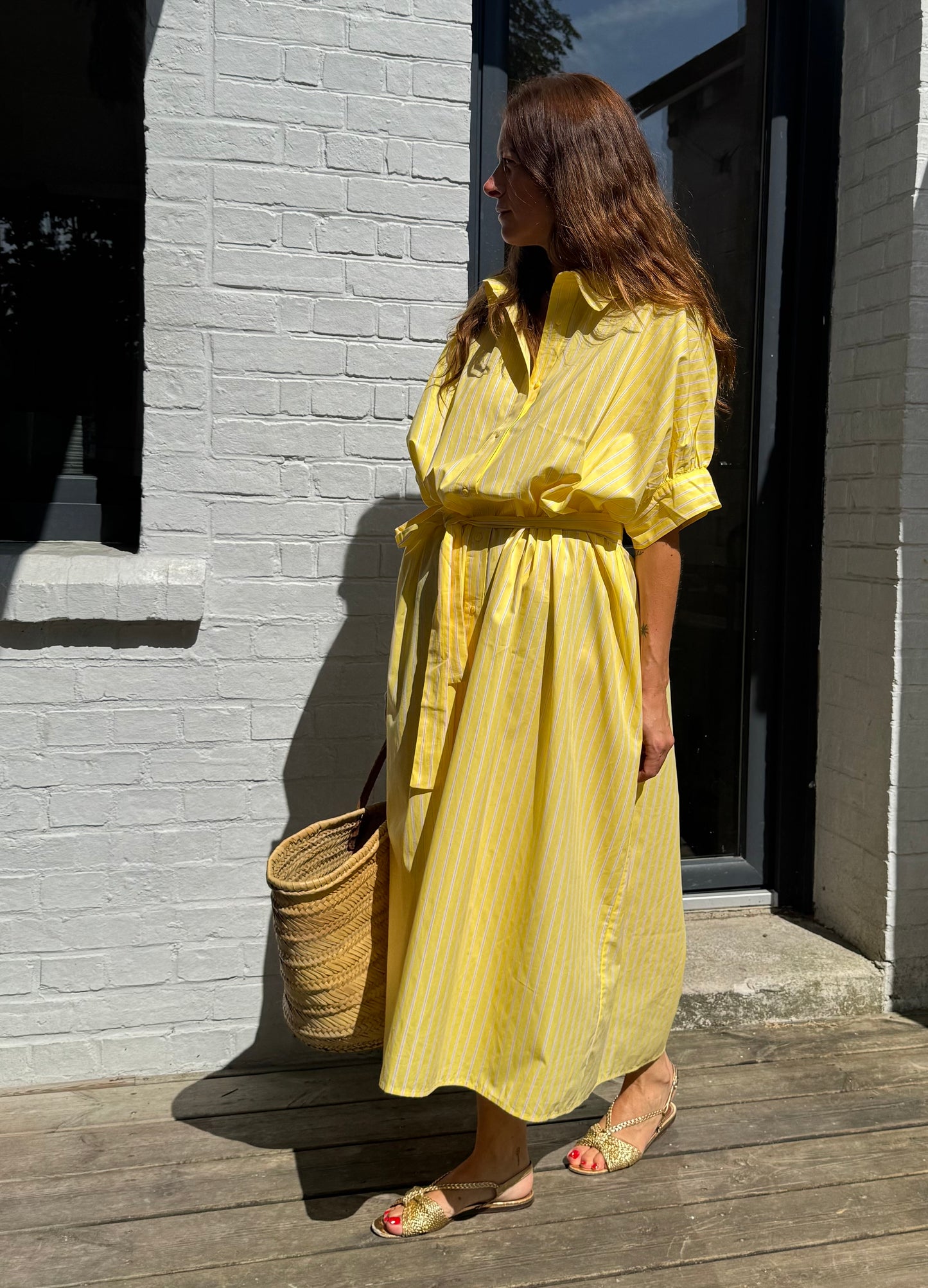 Robe CALA rayée jaune/rose
