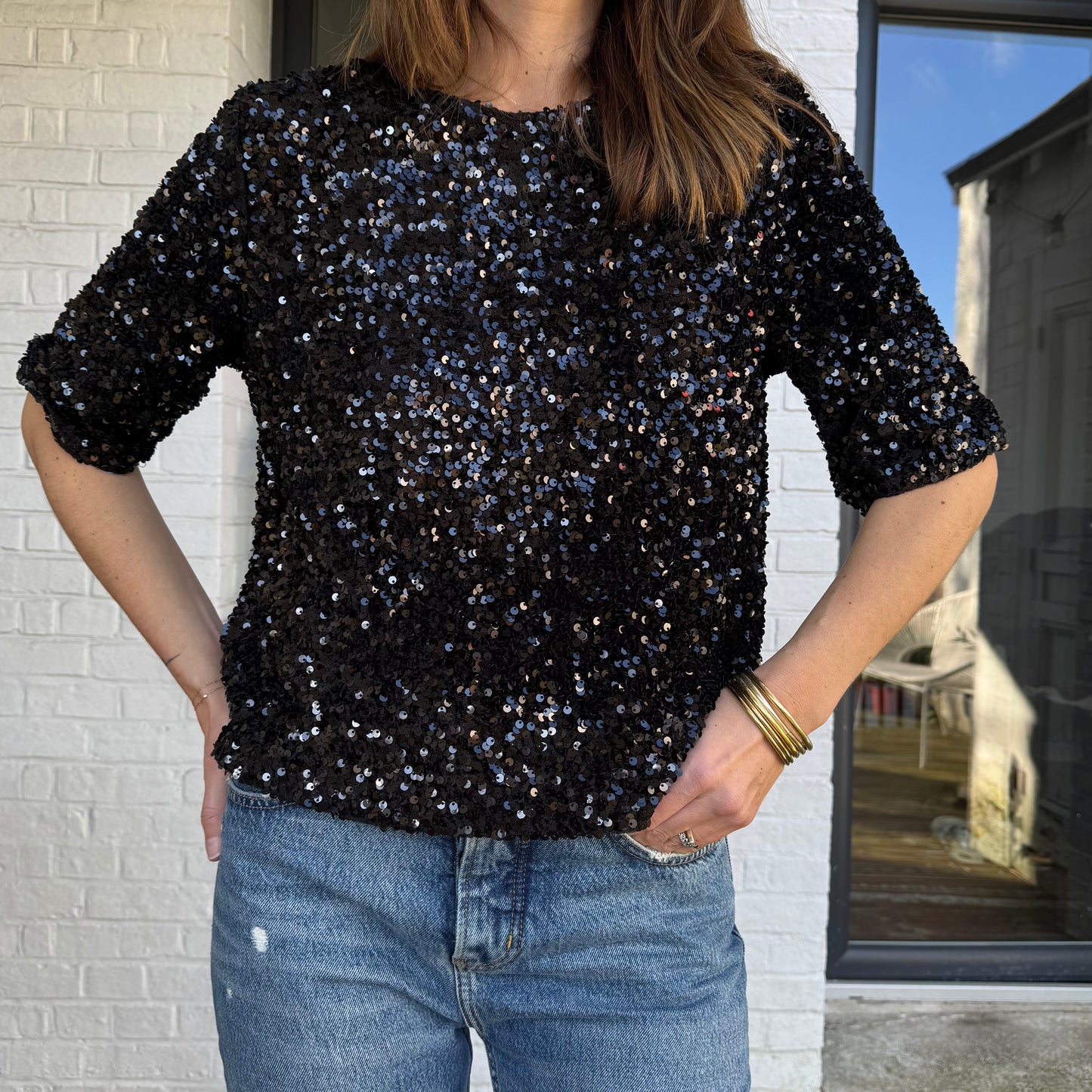 Top SHINNY sequins noir