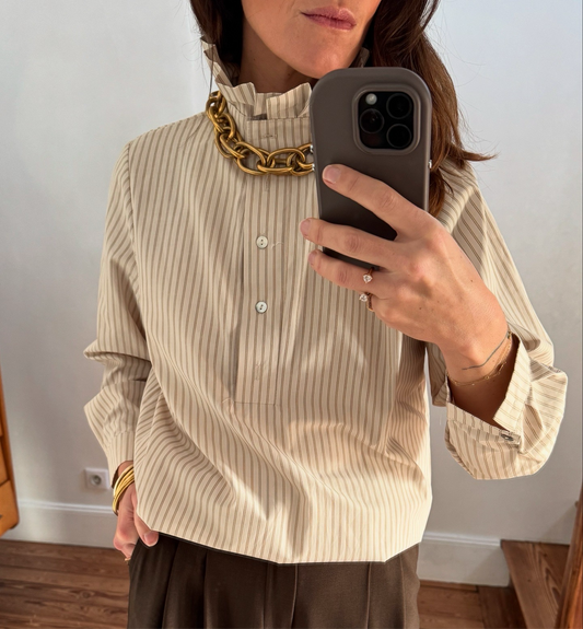 Blouse SIDONIE beige à rayures