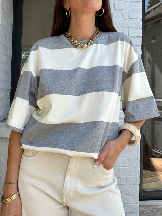 T-shirt AZUR gris/blanc