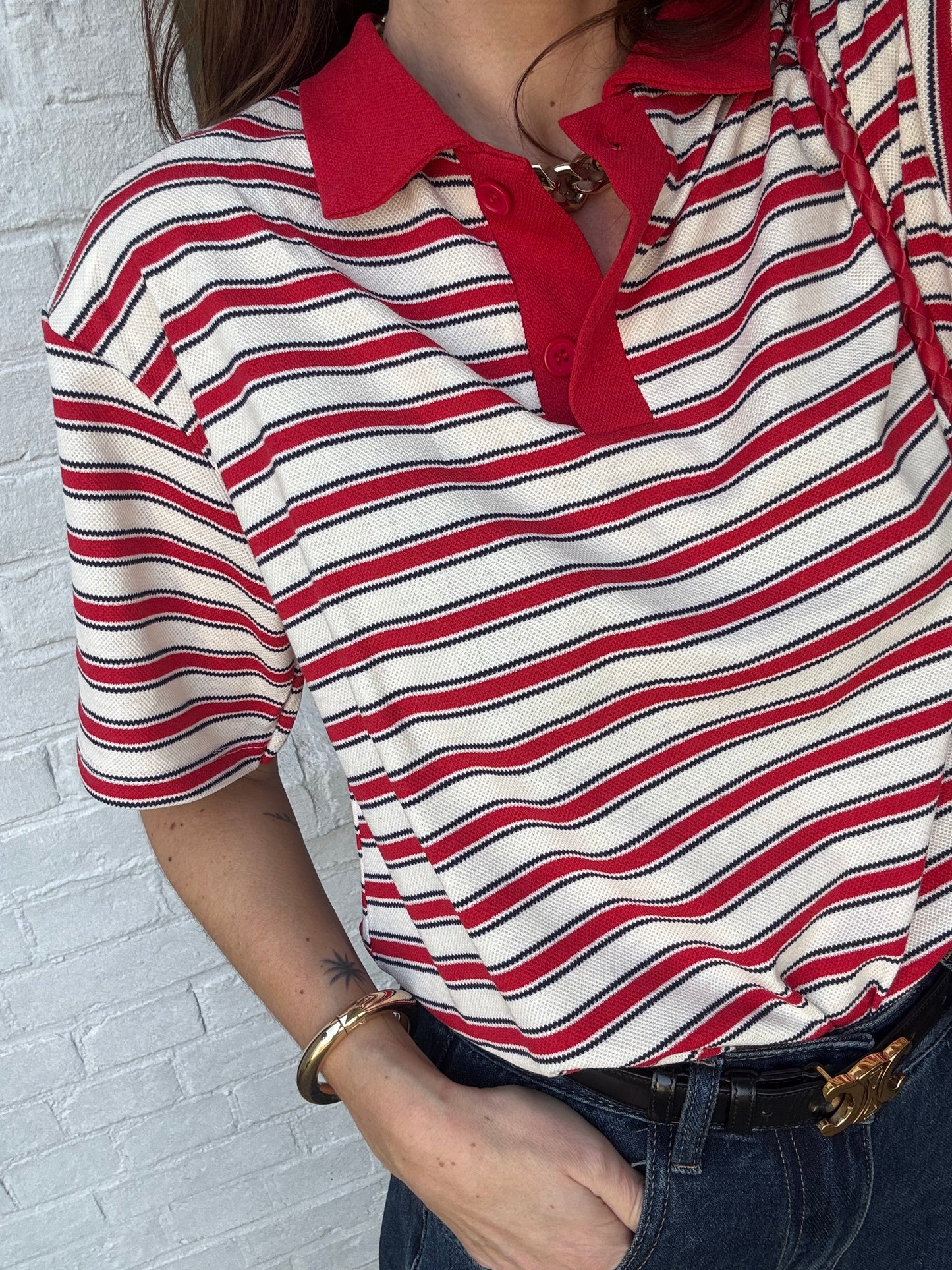 Polo JOHN rayé rouge