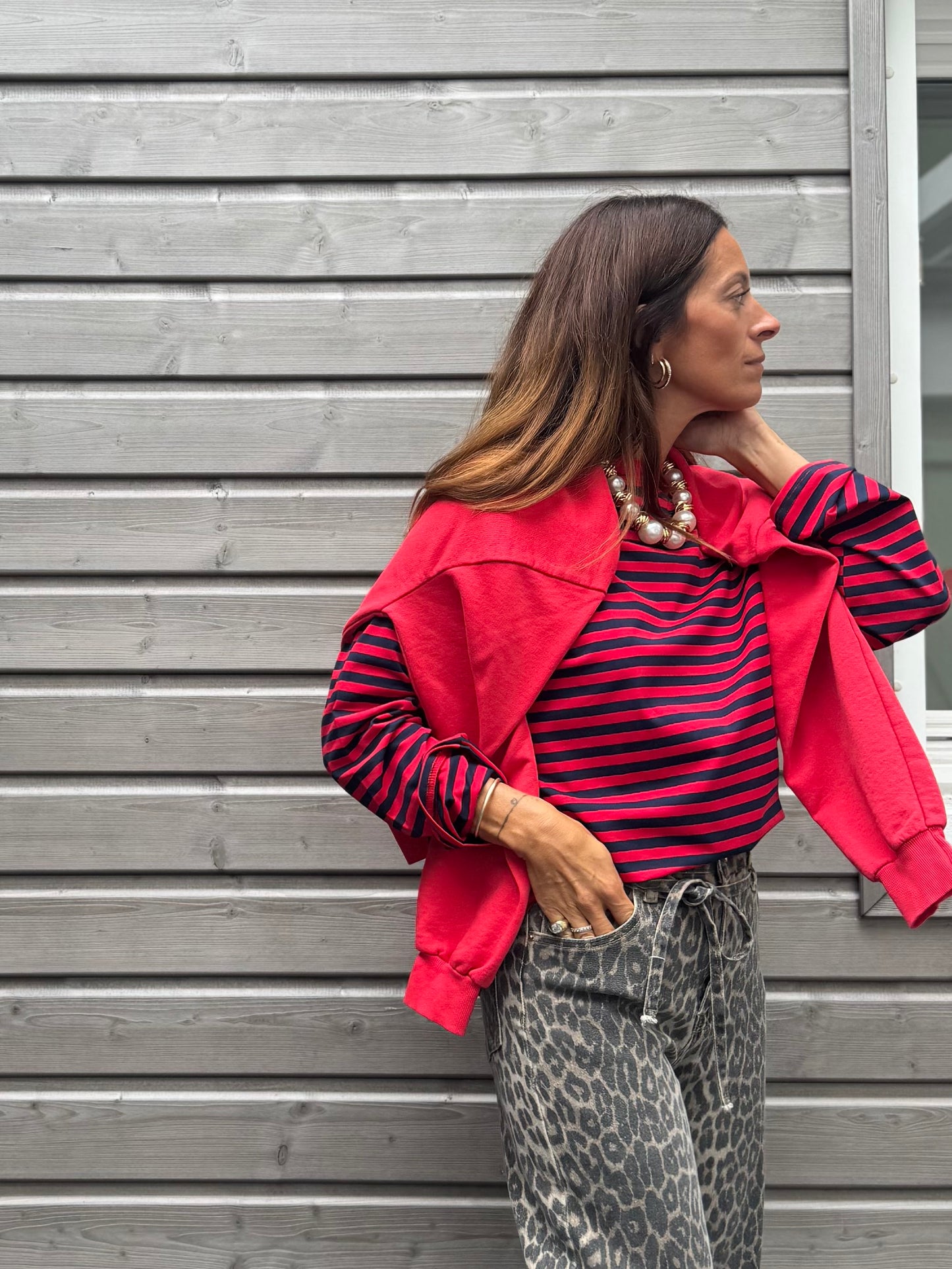 T-shirt PABLO rayé marine/rouge