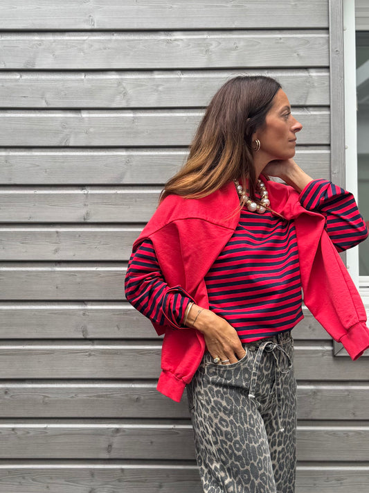 T-shirt PABLO rayé marine/rouge