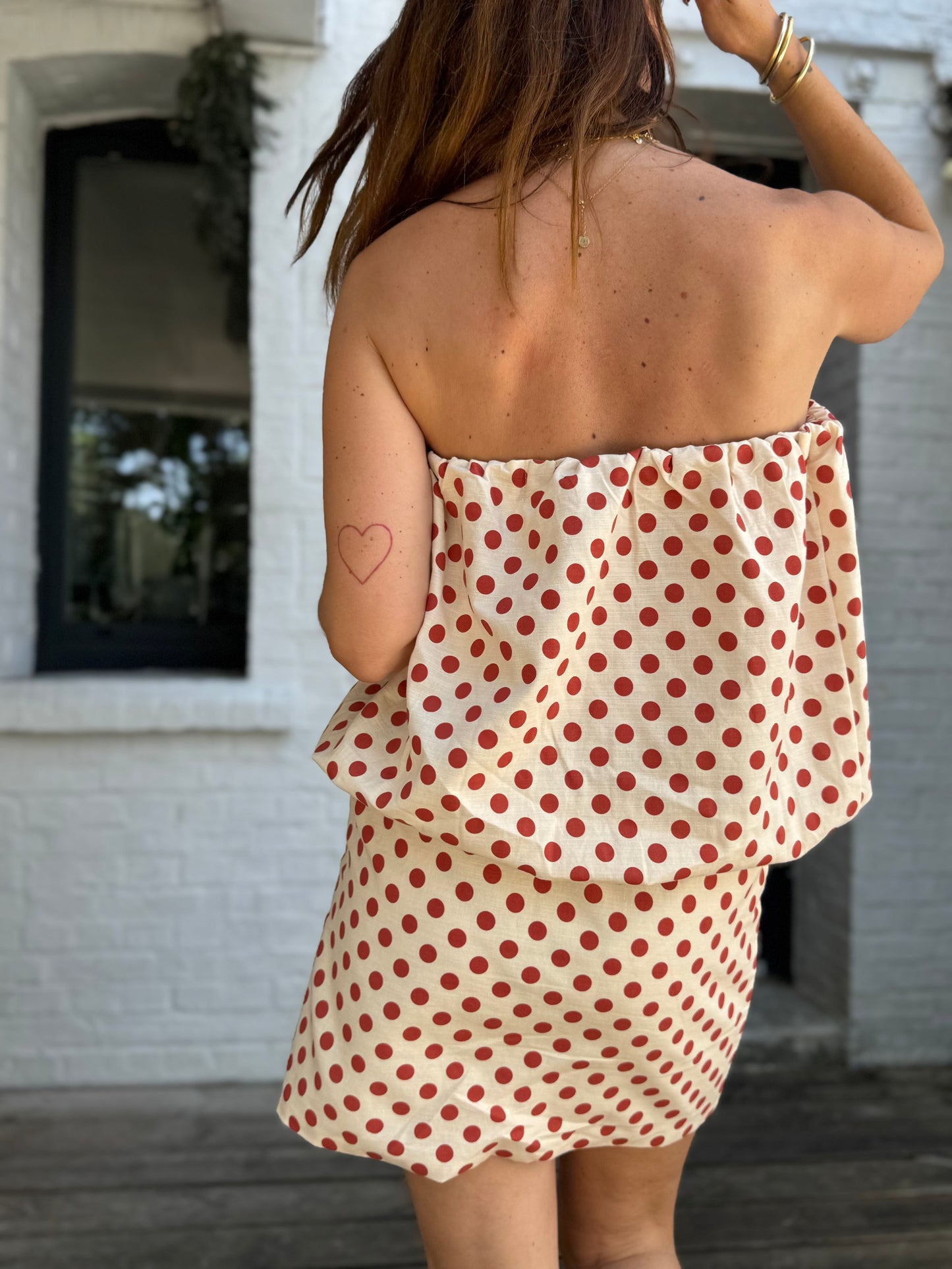 Robe ORNELLA écru à pois