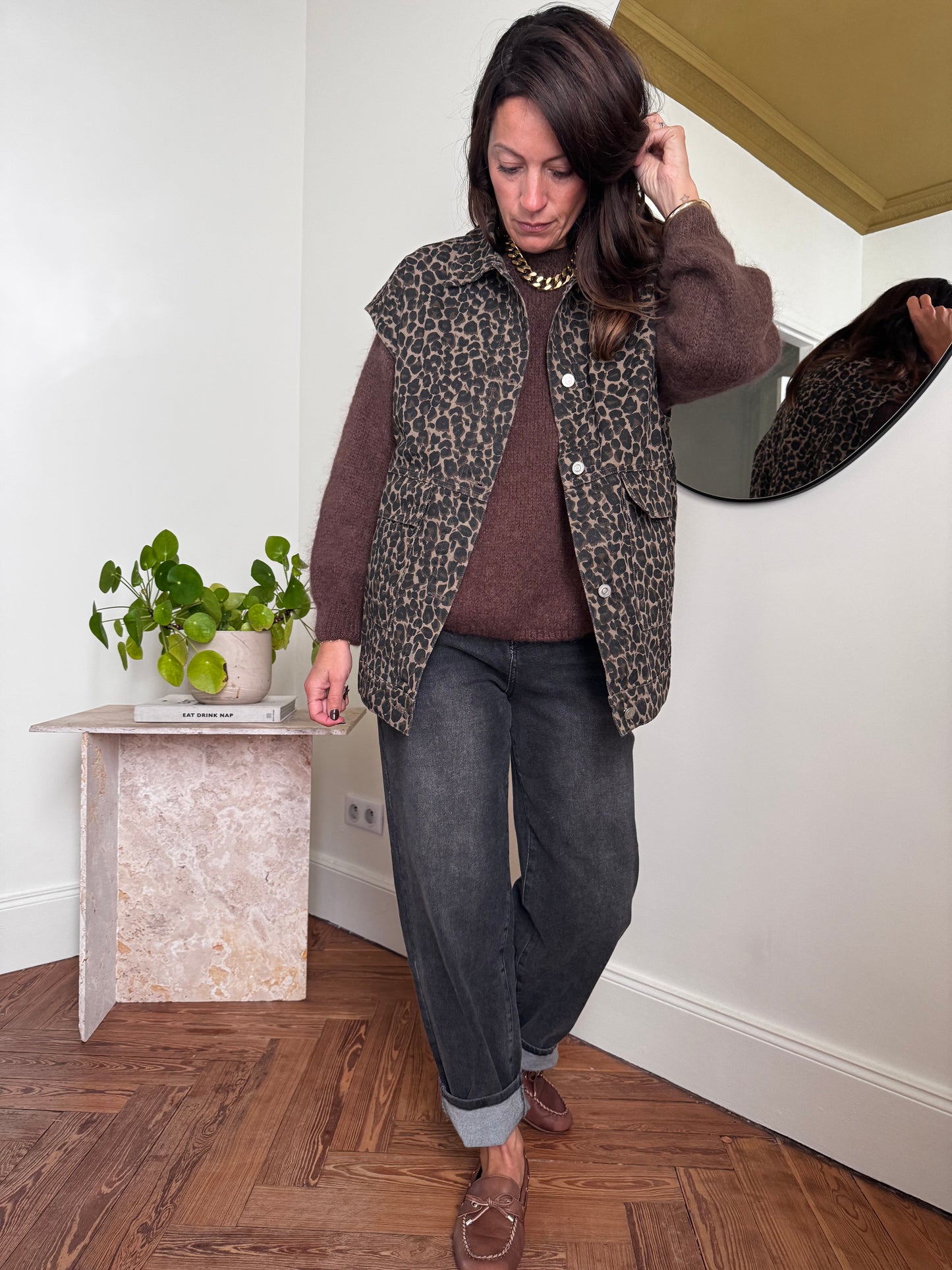 Veste BILLIE denim léopard